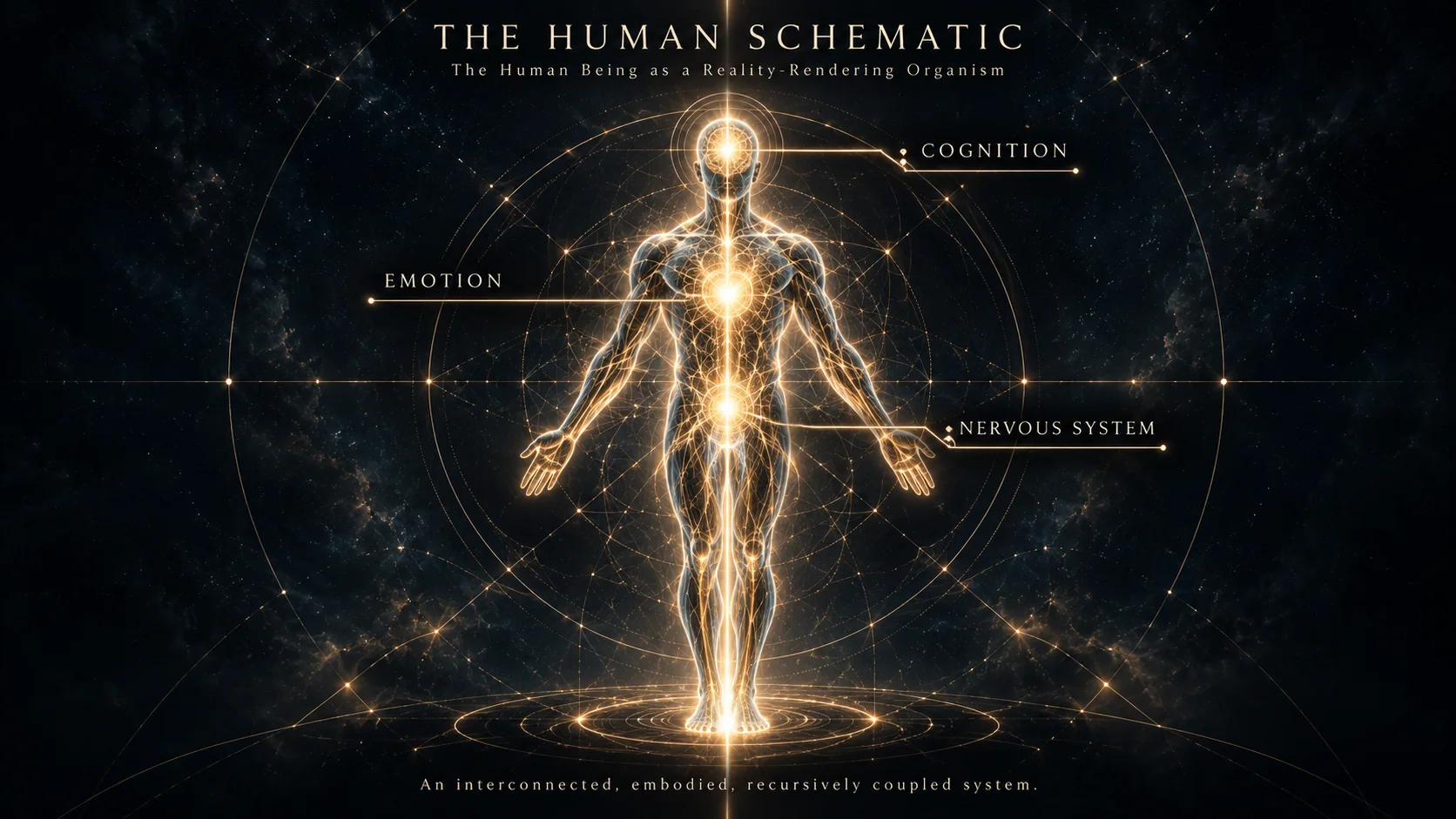 The Human Schematic illustration identifying cognition, emotion and nervous system
